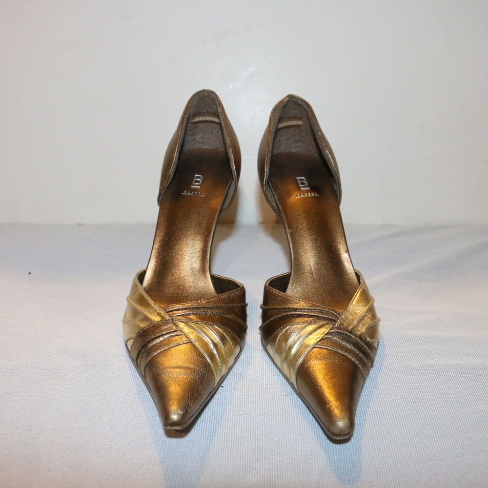 Bakers Penelope Gold Brown Metallic Pointed Heels - Picture 4 of 8